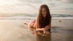 Woman wet Beaches blondes brunettes models bikini