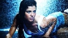Woman wet blue eyes brunettes