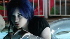 Woman wet blue hair Stoya