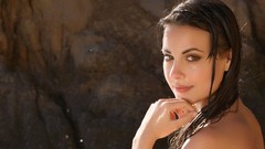 Woman wet faces green eyes brunettes lorena garcia