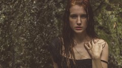 Woman wet freckles redheads