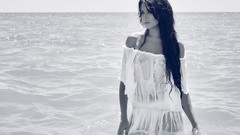 Woman wet monochrome brunettes models