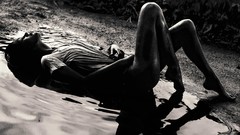Woman wet monochrome masturbation
