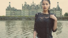 Woman wet outdoors brunettes models