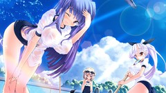 Woman wet school blush anime girls