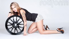 Woman wheels tattoos automotive Rotiform So Cal lip liner