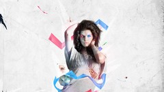 Woman white background