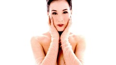 Woman white background