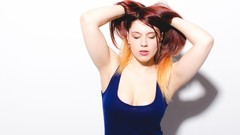 Woman white background