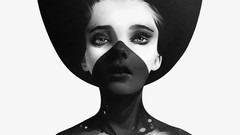 Woman white background artwork portraits fantasy art Simple 