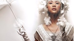 Woman white background asians