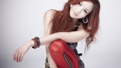 Woman white background asians