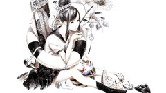 Woman white background asians artwork Simple Background panties 