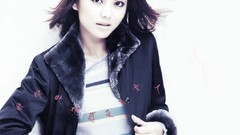 Woman white background asians brunettes