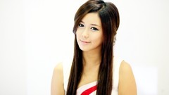 Woman white background asians long hair Korean