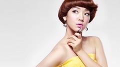 Woman white background asians models Korean Simple Background