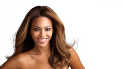 Woman white background Beyonce Knowles smiling brown eyes 