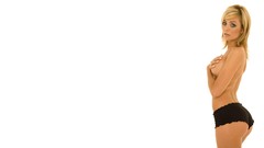 Woman white background blondes models panties black panties 
