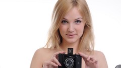 Woman white background blondes models Simple Background Femjoy 