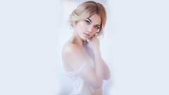 Woman white background blondes Simple Background