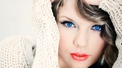 Woman white background blondes taylor swift blue eyes