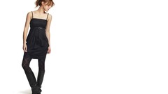 Woman white background boots emma watson black dress