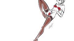 Woman white background bra panties minimalistic Simple 