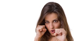 Woman white background brown eyes brunettes models lorena 