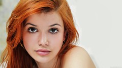 Woman white background brown eyes redheads Met-Art magazine 