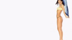 Woman white background brunettes bikini Carmella Decesare