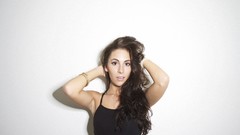 Woman white background brunettes minimalistic Simple Background