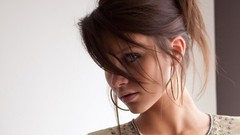 Woman white background brunettes models teen Cameron Intima