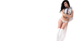 Woman white background brunettes panties