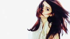 Woman white background brunettes white dress