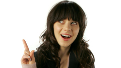 Woman white background brunettes zooey deschanel