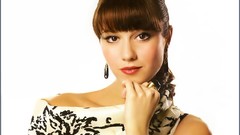 Woman white background Celebrity Actress earrings brunettes 