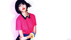 Woman white background Celebrity asians singers short hair 