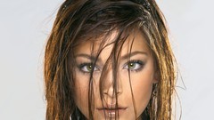 Woman white background Celebrity Kristin Kreuk faces black hair