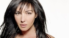 Woman white background Celebrity Monica Bellucci faces Actress 