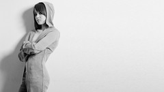 Woman white background Celebrity monochrome Actress hoodies 