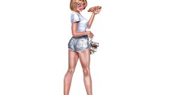 Woman white background drawings soft shading