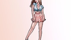 Woman white background drawings soft shading