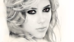 Woman white background emo Scarlett Johansson monochrome 