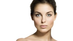 Woman white background faces