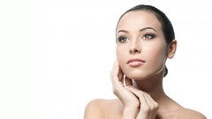 Woman white background faces