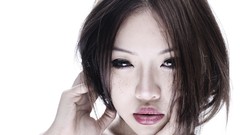 Woman white background faces asians Simple Background