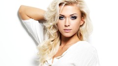 Woman white background faces blondes