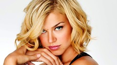 Woman white background faces blondes blue eyes models adrianne 