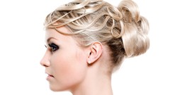 Woman white background faces blondes models