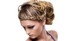 Woman white background faces blondes models